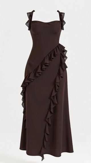 Avery - Kleid - Maxikleid mit Rüschen - Kleider - Braun - Müller Mode