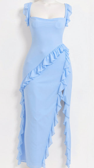 Avery - Kleid - Maxikleid mit Rüschen - Kleider - Hellblau - Müller Mode