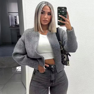 Ayesha - Strickjacke - Überschnittene Passform - Strickwaren - Grau - Müller Mode
