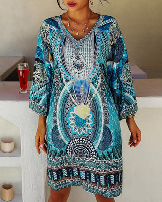 Ayla - Boho Sommerkleid - Atmungsaktiv - Kleider - Blau - Müller Mode
