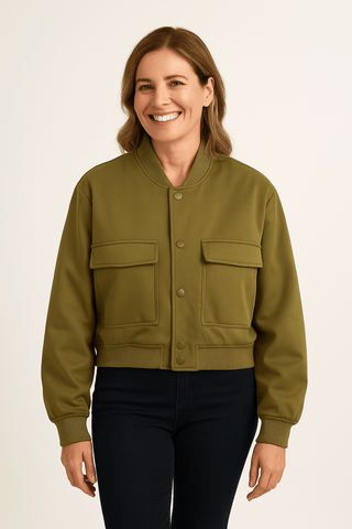 Barbara Blousonjacke mit Taschen Knopfverschluss - Leichte Jacken - Armeegrün - Müller Mode
