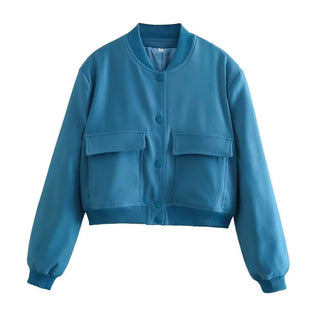Barbara Blousonjacke mit Taschen Knopfverschluss - Leichte Jacken - Blau - Müller Mode