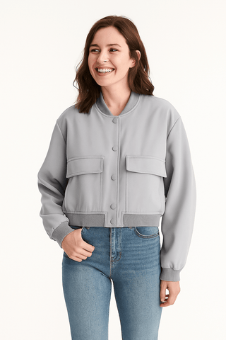 Barbara Blousonjacke mit Taschen Knopfverschluss - Leichte Jacken - Grau - Müller Mode