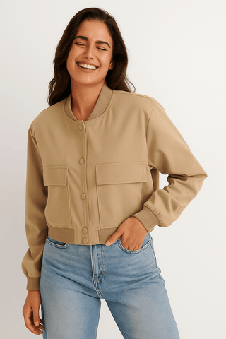 Barbara Blousonjacke mit Taschen Knopfverschluss - Leichte Jacken - Khaki - Müller Mode