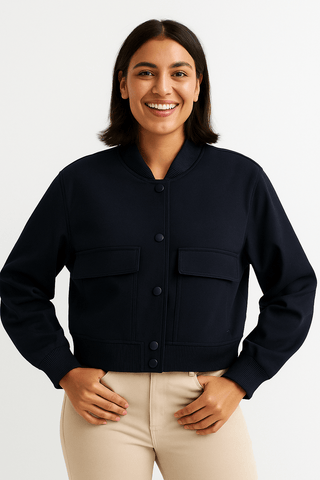 Barbara Blousonjacke mit Taschen Knopfverschluss - Leichte Jacken - Marineblau - Müller Mode