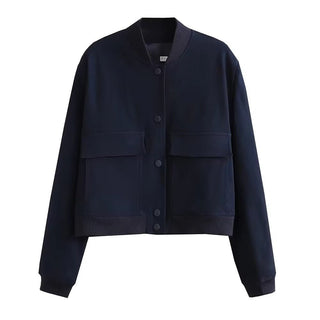 Barbara Blousonjacke mit Taschen Knopfverschluss - Leichte Jacken - Marineblau - Müller Mode