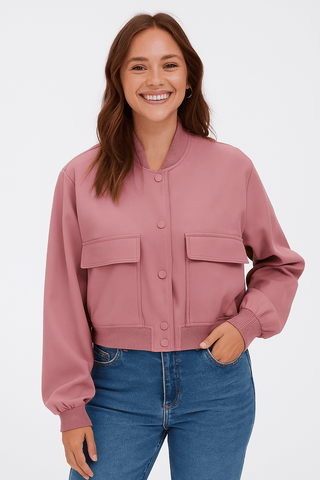 Barbara Blousonjacke mit Taschen Knopfverschluss - Leichte Jacken - Rosa - Müller Mode