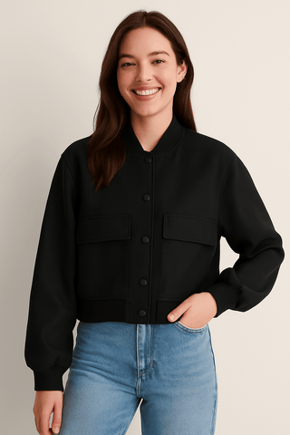 Barbara Blousonjacke mit Taschen Knopfverschluss - Leichte Jacken - Schwarz - Müller Mode