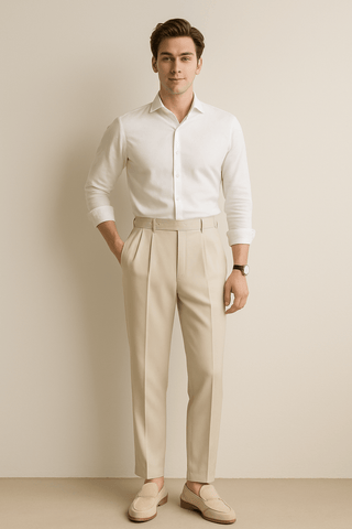 Bastiaen Faltenhose mit hohem Bund - Hosen - Aprikose - Müller Mode
