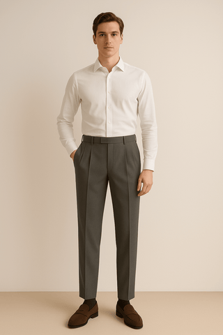 Bastiaen Faltenhose mit hohem Bund - Hosen - Dunkelgrau - Müller Mode