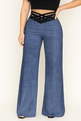 Beatrix Schlaghose mit hohem Bund - Hosen - Blau - Müller Mode