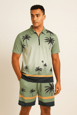 Benjamin Polo - Set mit Palmenprint - Sets - Armeegrün - Müller Mode