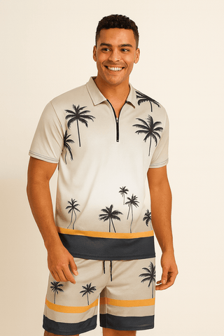Benjamin Polo - Set mit Palmenprint - Sets - Khaki - Müller Mode