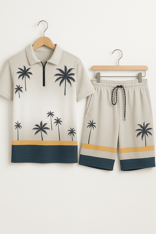 Benjamin Polo - Set mit Palmenprint - Sets - Khaki - Müller Mode