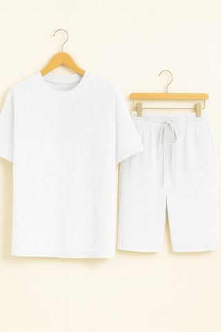 Bernard Strukturierter Oversized - T-Shirt Shorts Set - Sets - Weiß - Müller Mode