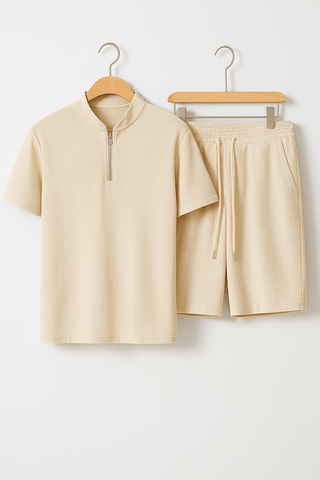 Bert Waffel Set mit Reißverschlusskragen - Sets - Khaki - Müller Mode