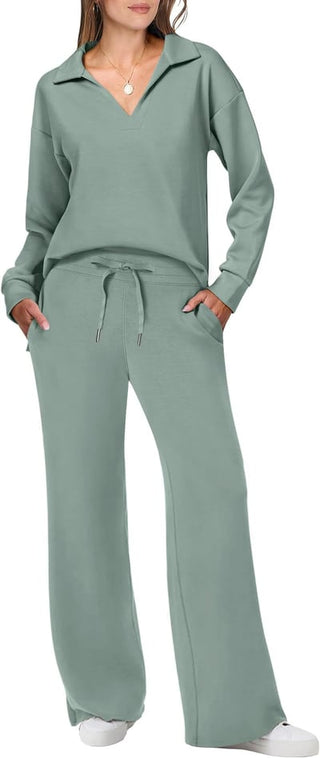 Briar - Lässiger Pullover & Hose - Reise - & Lounge - Set - Sets - Grün - Müller Mode