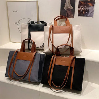 Brielle - Tragetasche aus Segeltuch - Großes Fassungsvermögen - Handtaschen - Schwarz - Müller Mode