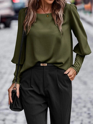 Britta - Langärmeliges Bluse - Langarmshirt - Bluse - Grün - Müller Mode