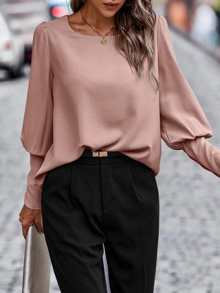 Britta - Langärmeliges Bluse - Langarmshirt - Bluse - Lachsrosa - Müller Mode