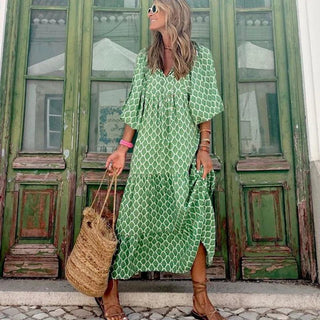 Brooklynn - Boho Sommerkleid - Aufgeblasener Relaxed Fit - Kleider - Blau - Müller Mode