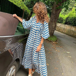 Brooklynn - Boho Sommerkleid - Aufgeblasener Relaxed Fit - Kleider - Blau - Müller Mode