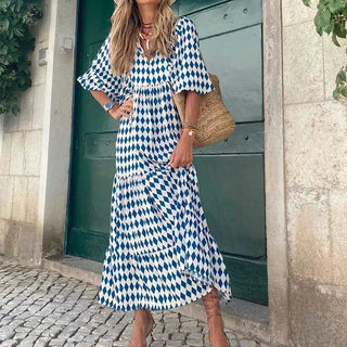 Brooklynn - Boho Sommerkleid - Aufgeblasener Relaxed Fit - Kleider - Blau - Müller Mode