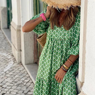Brooklynn - Boho Sommerkleid - Aufgeblasener Relaxed Fit - Kleider - Blau - Müller Mode