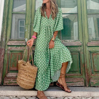 Brooklynn - Boho Sommerkleid - Aufgeblasener Relaxed Fit - Kleider - Blau - Müller Mode