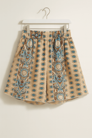 Carina Boho - Shorts mit Ornamentprint und elastischem Bund - Shorts - Khaki - Müller Mode