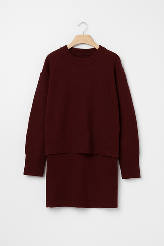 Carina Strick - Zweiteiler mit Pullover und Minirock - Sets - Burgund - Müller Mode