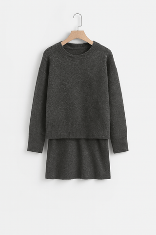 Carina Strick - Zweiteiler mit Pullover und Minirock - Sets - Grau - Müller Mode