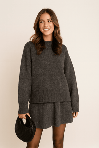 Carina Strick - Zweiteiler mit Pullover und Minirock - Sets - Grau - Müller Mode