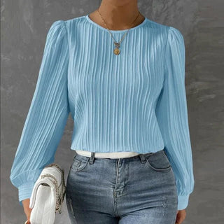 Carina - Bluse mit Streifen - Bluse mit Rundhalsausschnitt - Bluse - Blau - Müller Mode