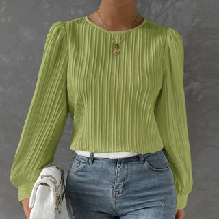 Carina - Bluse mit Streifen - Bluse mit Rundhalsausschnitt - Bluse - Grün - Müller Mode