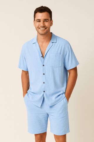 Carl Sommer - Set mit Knopfhemd und Shorts - Sets - Blau - Müller Mode