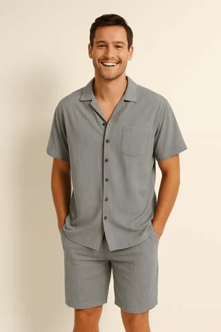 Carl Sommer - Set mit Knopfhemd und Shorts - Sets - Grau - Müller Mode