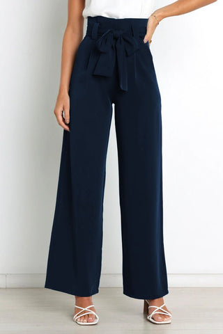 Chantal - Weite Hose - Mit Bindegürtel - Stoffhosen - Marineblau - Müller Mode