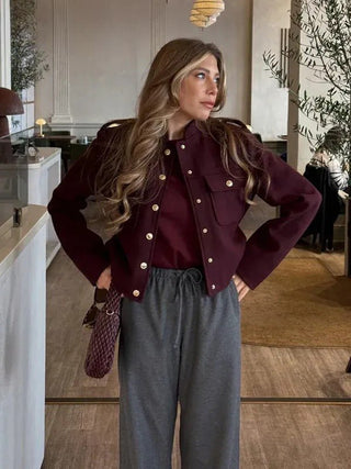 Christa Kurzjacke Military - Stil - Leichte Jacken - Weinrot - Müller Mode