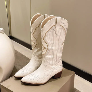 Christalline - Mittelfuß - Cowboystiefel - Gesticktes Detail - Stiefel - Beige - Müller Mode