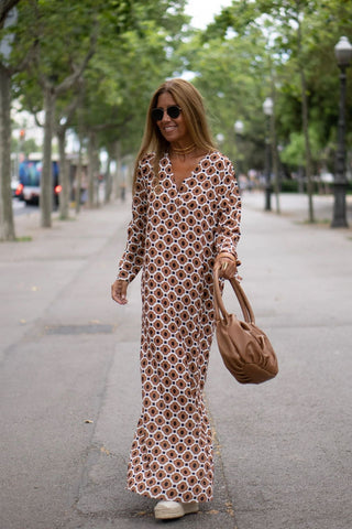 Christin - Maxi - Kleid - Stilvoller Print - Kleider - Beige - Müller Mode