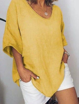 Clara Bluse mit V - Ausschnitt und kurzen Ärmeln - Bluse - Gelb - Müller Mode