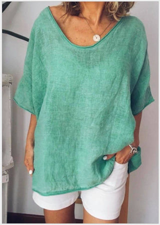 Clara Bluse mit V - Ausschnitt und kurzen Ärmeln - Bluse - Hellgrün - Müller Mode