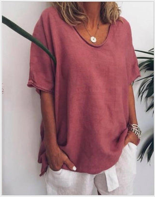 Clara Bluse mit V - Ausschnitt und kurzen Ärmeln - Bluse - Rot - Müller Mode