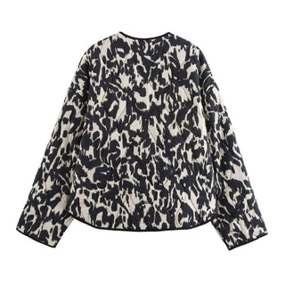 Connie Steppjacke Rundhals Animalprint - Leichte Jacken - Schwarz - Müller Mode