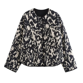 Connie Steppjacke Rundhals Animalprint - Leichte Jacken - Schwarz - Müller Mode