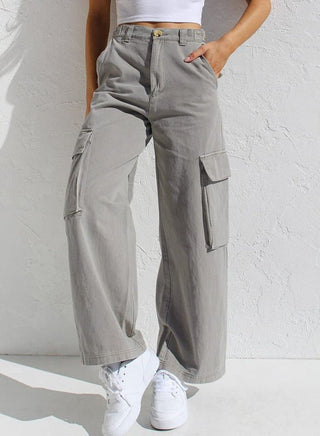 Corrine - Cargohose - Bequemer Schnitt mit weitem Bein - Cargohosen - Grau - Müller Mode