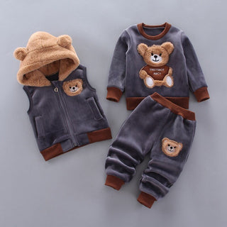 CubbyCuddle - Ultraweicher Anzug - Teddy - Anzug - Kinder - Dunkelgrau - Müller Mode