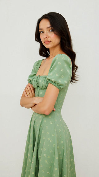 Daniela - Midikleid - Quadratische Halslinie - Kleider - Grau - Müller Mode