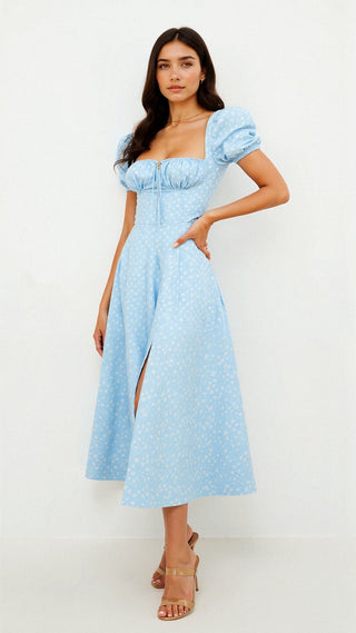Daniela - Midikleid - Quadratische Halslinie - Kleider - Grau - Müller Mode